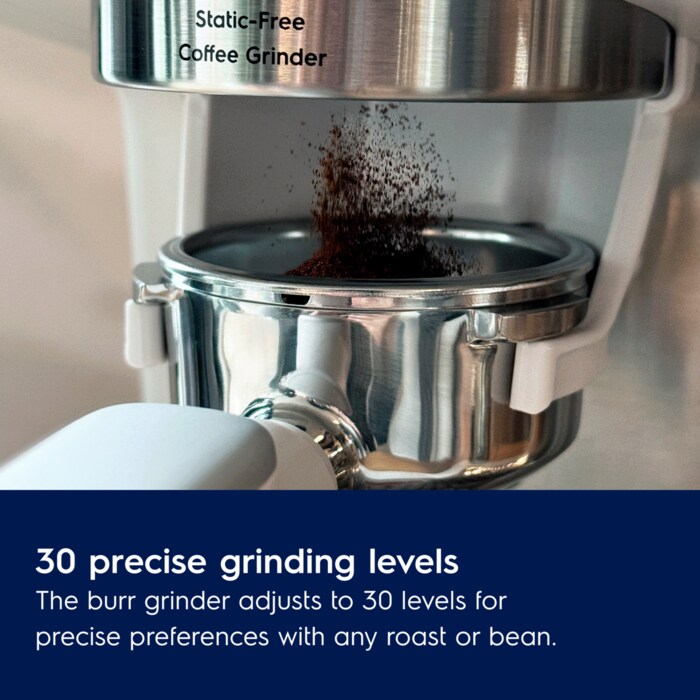30 precise grinding levels. The burr grinder adjusts to 30 levels for precise preferences with any roast or bean.