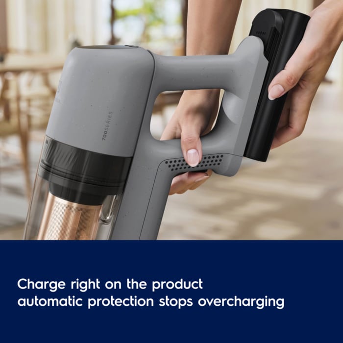 Charge right on the product
automatic protection stops overcharging