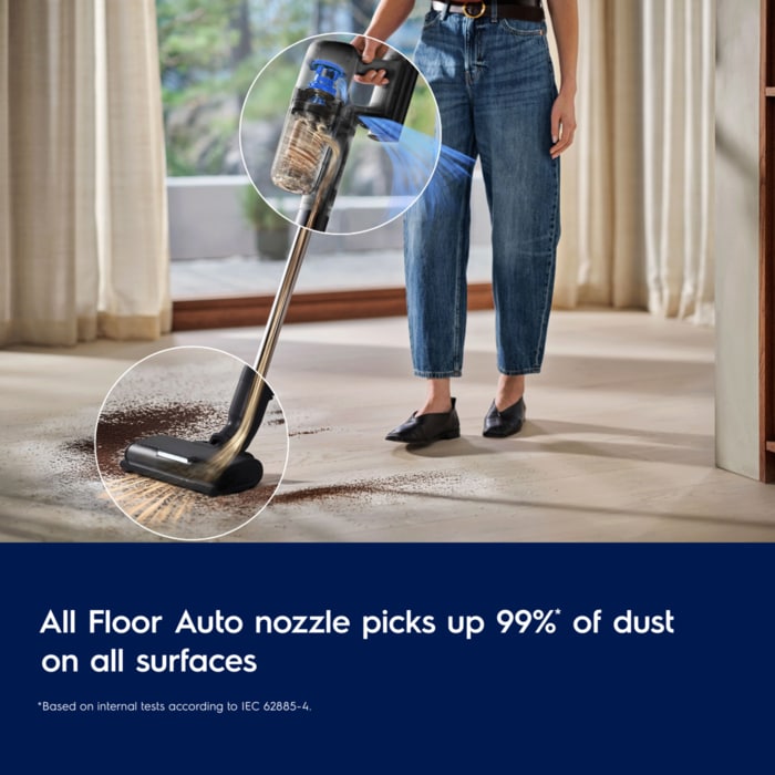 HardFloor Auto nozzle - 100%* dust pick-up for spotless, shiny hard floors. Disclaimer: Based on internal tests according to IEC 62885-4.