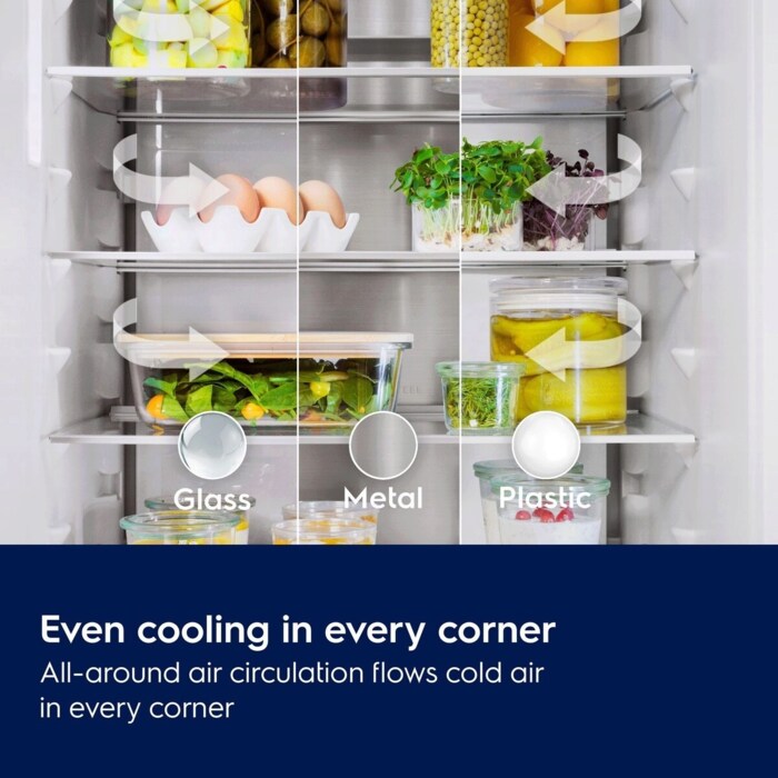Even cooling in every corner. All-around air circulation flows cold air in every corner.