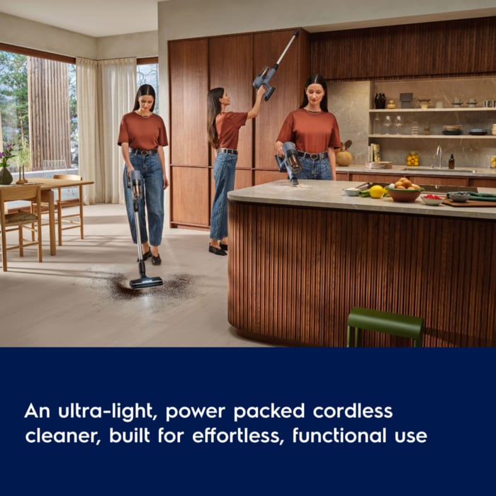 An ultra-light, power packed cordless cleaner, built for effortless, functional use