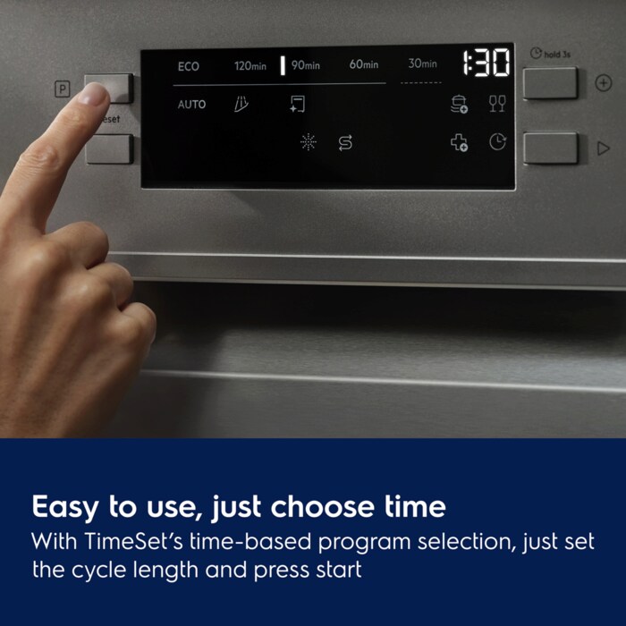 Easy to use. Just choose time. With TimeSet's time-based program selection, just set the cycle length and press start.