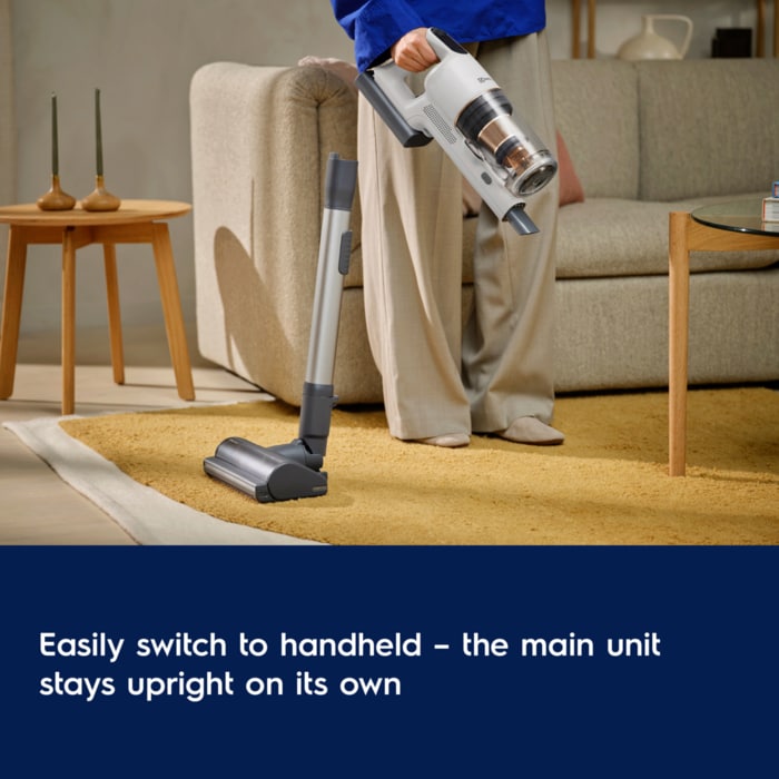 Easily switch to handheld – the main unit stays upright on its own
