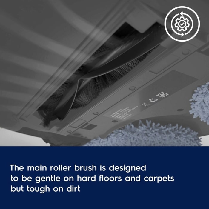 The main roller brush is designed to be gentle on hard floors and carpets but tough on dirt.