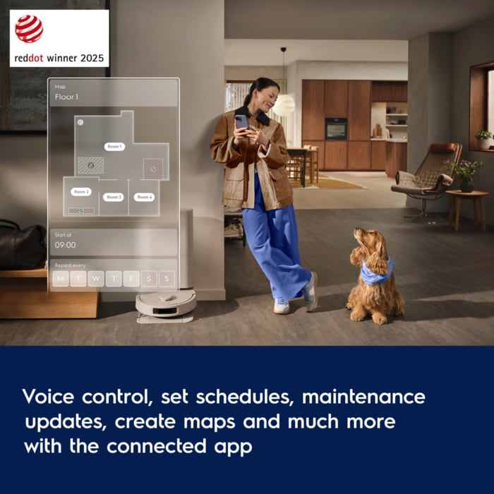 Voice control, set schedules, maintenance updates, create maps and much more with the connected app  