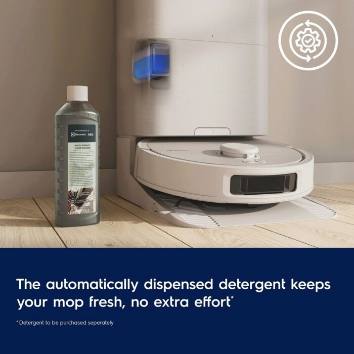 The automatically dispensed detergent keeps your mop fresh, no extra effort.
Disclaimer: detergent to be purchased seperately.