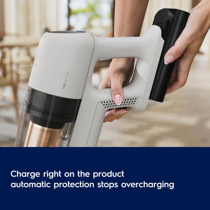 Charge right on the product
automatic protection stops overcharging