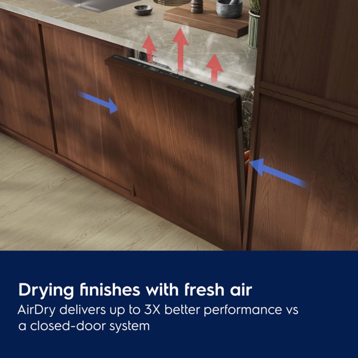Drying finishes with fresh air. AirDry delivers up to 3X better performance vs a closed-door system.