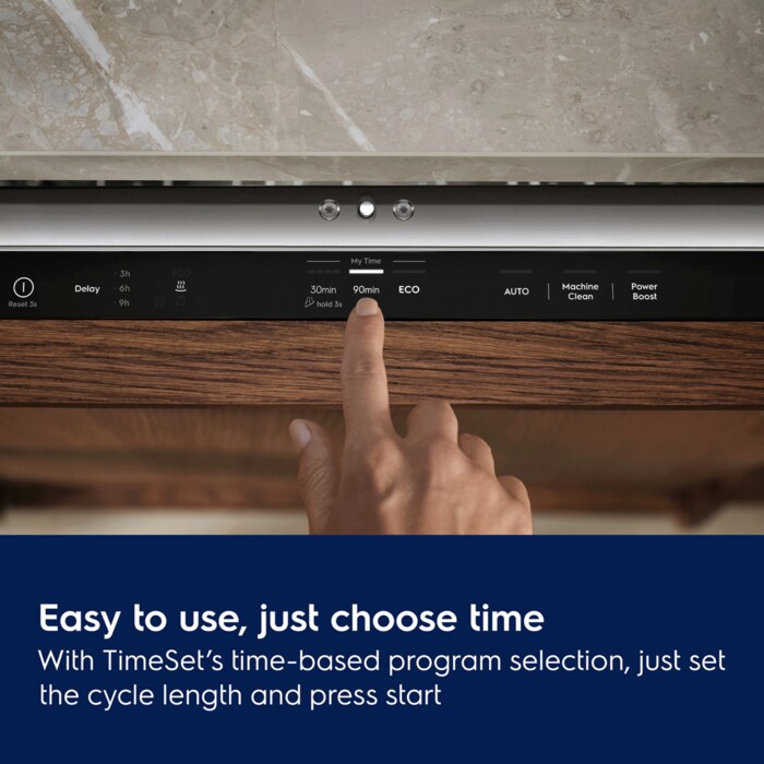 Easy to use. Just choose time. With TimeSet's time-based program selection, just set the cycle length and press start.