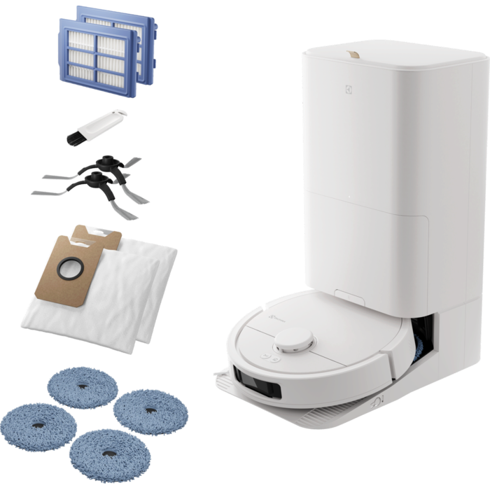 Electrolux ER81UW3SW 800 Robot Vacuum Cleaner with All-in-1 station Robot_Vacuum_Cleaner pa çantë Shell White 208 min