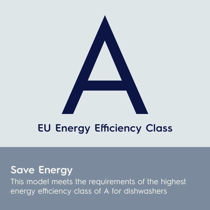 Save Energy. This model meets the requirements of the highest energy efficiency class of A for dishwashers.