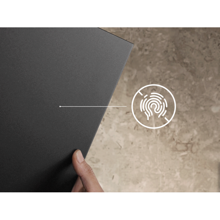 Elegant, textural-looking matt black design resists fingerprints