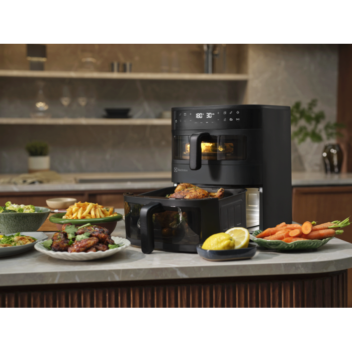 8 pre-set functions for vegetables, fish, chicken and steak