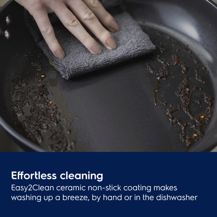 Effortless cleaning. Easy2Clean ceramic non-stick coating makes washing up a breeze, by hand or in the dishwasher.