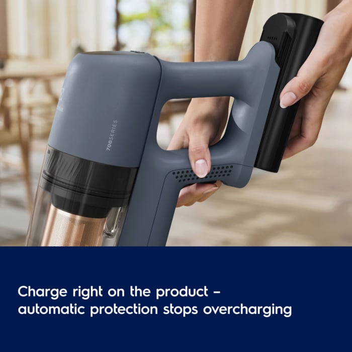 Charge right on the product -
automatic protection stops overcharging