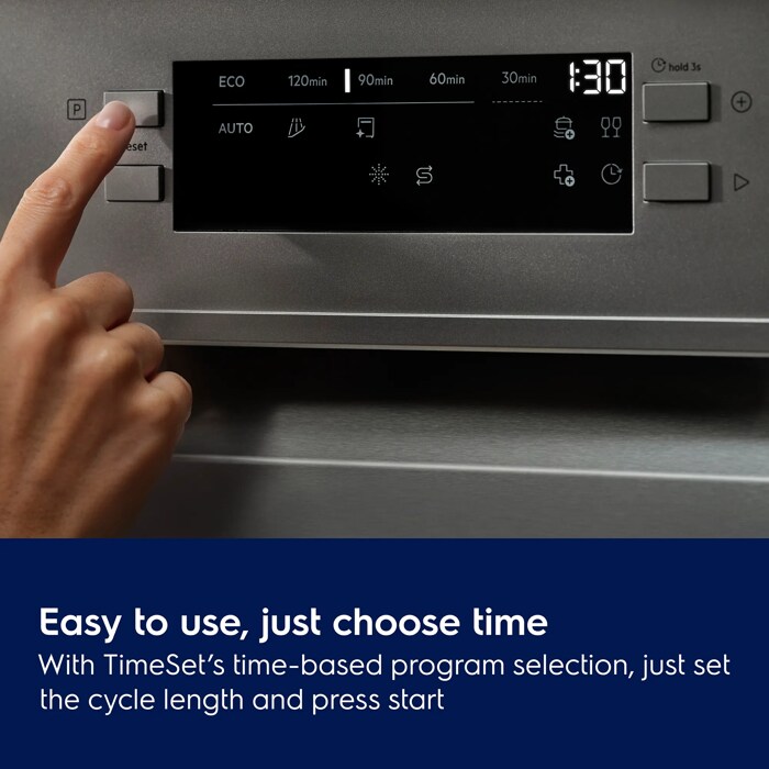 Easy to use. Just choose time. With TimeSet's time-based program selection, just set the cycle length and press start.