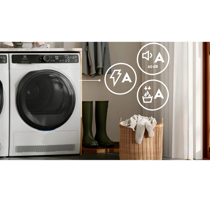 A-ratings for low energy, noise and humidity in laundry area.