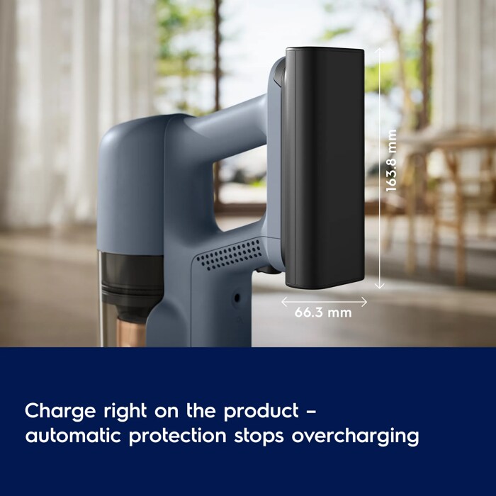 Charge right on the product - automatic protection stops overcharging