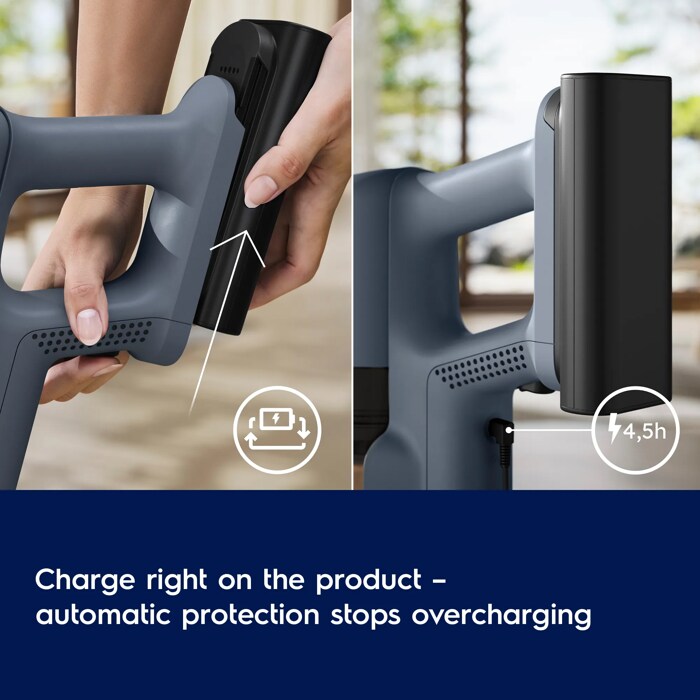 Charge right on the product – automatic protection stops overcharging