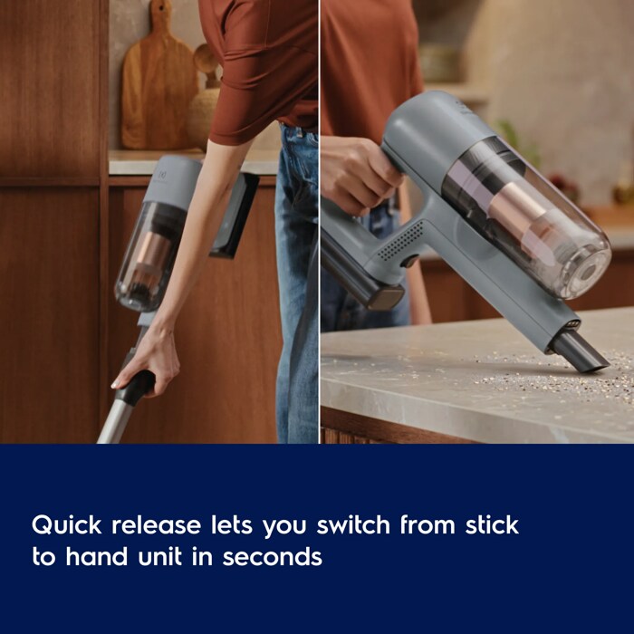 Quick release lets you switch from stick to hand unit in seconds 