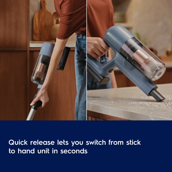 Quick release lets you switch from stick to hand unit in seconds 