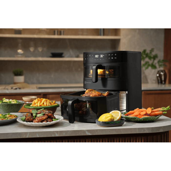 8 pre-set functions for vegetables, fish, chicken and steak