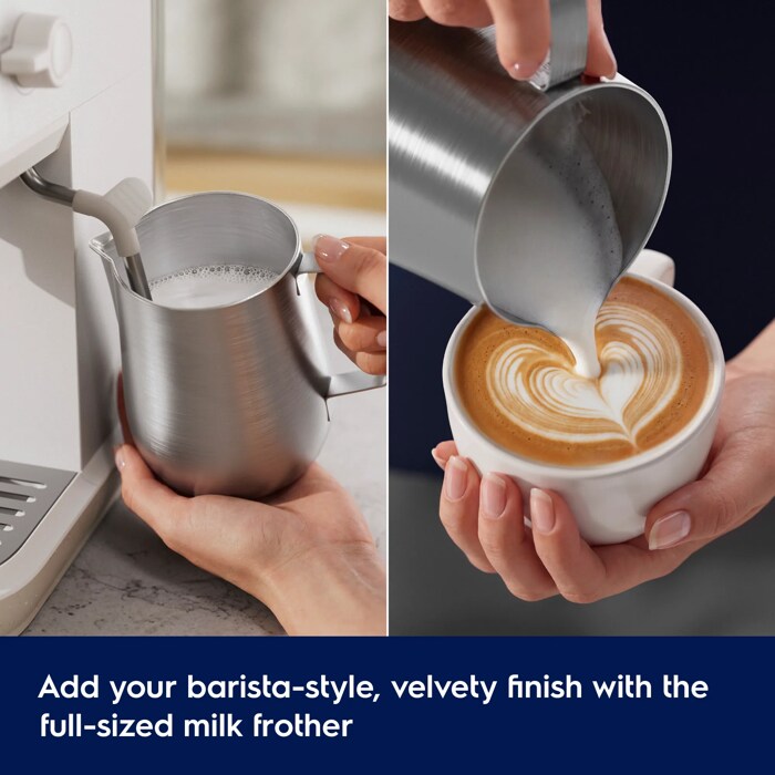 Add the perfect barista finish with the full-sized milk frother.