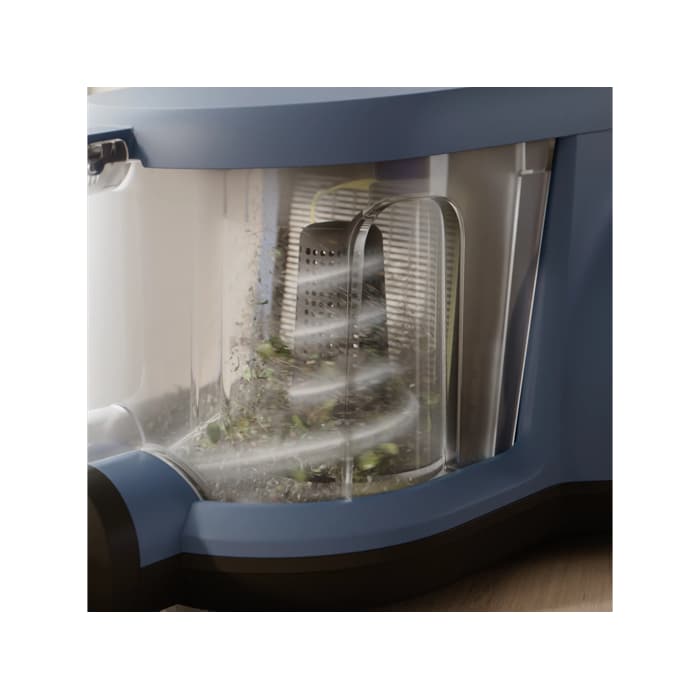 Vacuum cleaner with cyclone separator for efficient cleaning with less frequent bin emptying.*Based on internal test according to IEC 62885-2 edition 2.0.5.1.5, 10 & 5.12