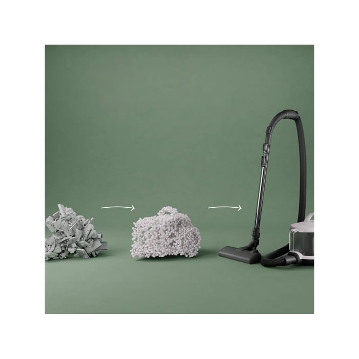 Vacuum cleaner and main nozzle made with up to 50% recycled plastic for a more sustainable choice.