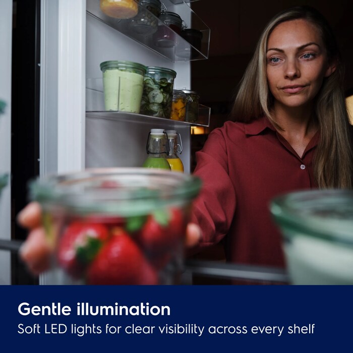 Soft LED lights for clear visibility across every shelf