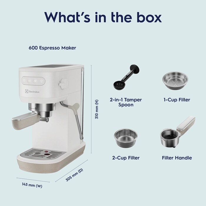 What is in the box for Espresso Maker Machine