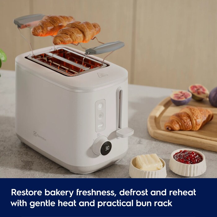Restore bakery freshness, defrost and reheat with gentle heat and practical bun rack.