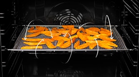 Sweet potato wedges in oven